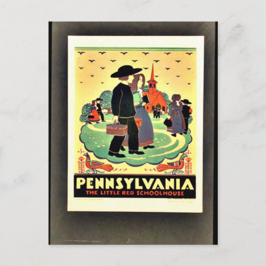 Pennsylvania, het kleine rode schoolhuis briefkaart (Voorkant)