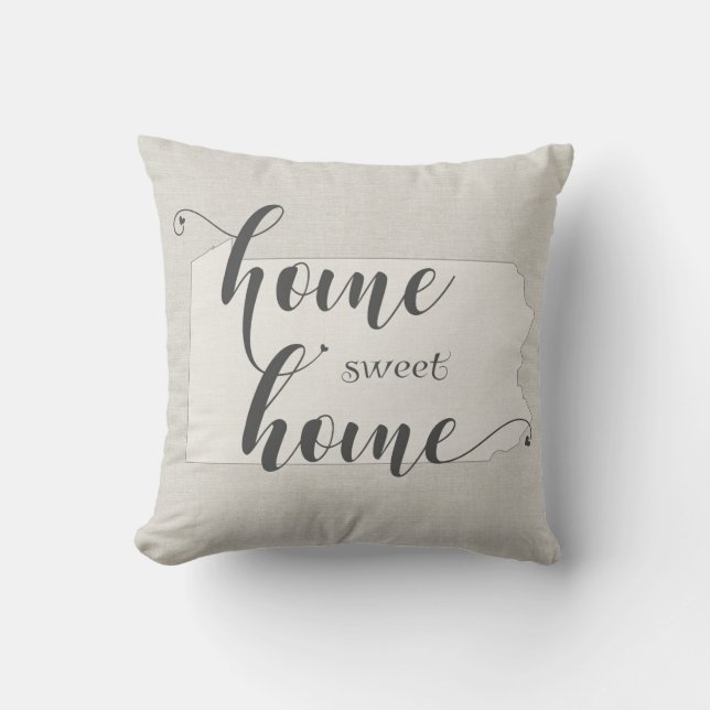 Pennsylvania - Home Sweet Home Burlap-look Kussen (Voorkant)