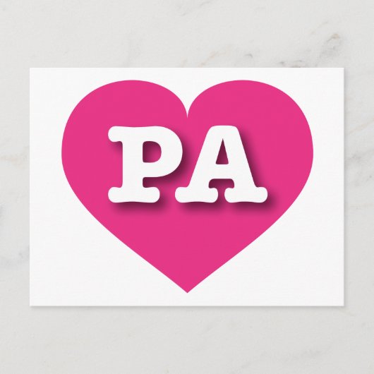 Pennsylvania Hot Pink Heart - Ik hou van PA Briefkaart (Voorkant)