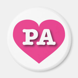 Pennsylvania Hot Pink Heart - Ik hou van PA Magneet