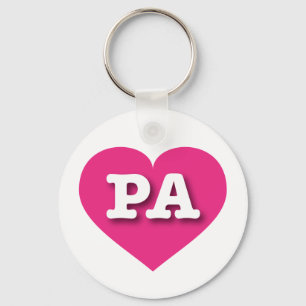 Pennsylvania Hot Pink Heart - Ik hou van PA Sleutelhanger