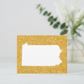 Pennsylvania in White en Gold Glitter Briefkaart (Staand voorkant)