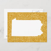 Pennsylvania in White en Gold Glitter Briefkaart (Voorkant / Achterkant)