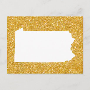 Pennsylvania in White en Gold Glitter Briefkaart