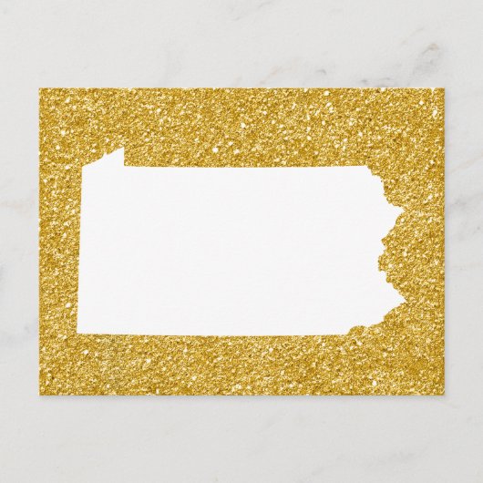 Pennsylvania in White en Gold Glitter Briefkaart (Voorkant)