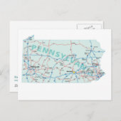 Pennsylvania Interstate Map Briefkaart (Voorkant / Achterkant)