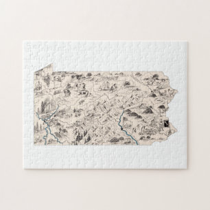 Pennsylvania  kaart met Afbeelding Legpuzzel