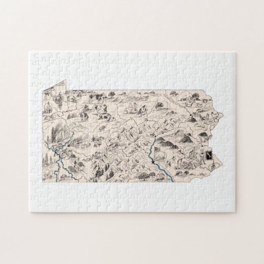 Pennsylvania  kaart met Afbeelding Legpuzzel (Horizontaal)