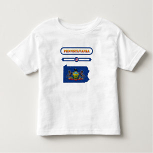 PENNSYLVANIA, KAART VAN PENNSYLVANIA. SAMER BRASIL KINDER SHIRTS