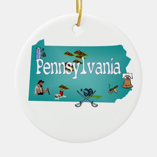 Pennsylvania kerstboomversiering keramisch ornament (Voorkant)