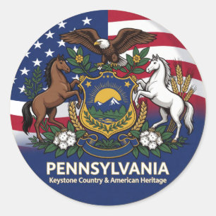 Pennsylvania Keystone Heritage Pride 🌸 Ronde Sticker