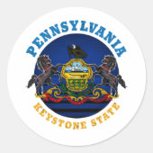 PENNSYLVANIA KEYSTONE STAATSVLAG RONDE STICKER (Voorkant)