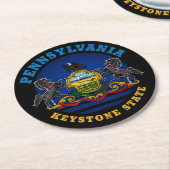 PENNSYLVANIA KEYSTONE STATE FLAG RONDE KARTONNEN ONDERZETTER (Gebogen)