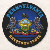 PENNSYLVANIA KEYSTONE STATE FLAG RONDE KARTONNEN ONDERZETTER (Voorkant)