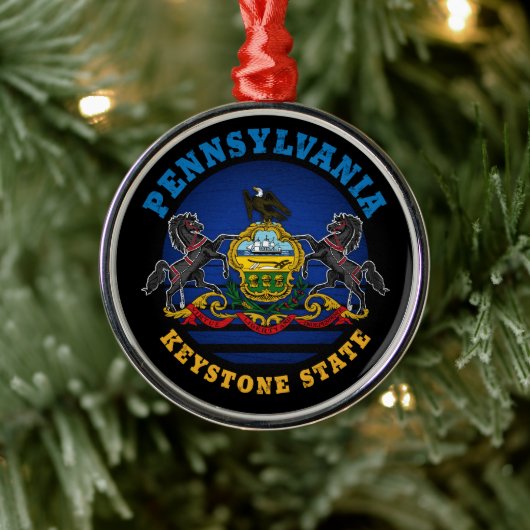 PENNSYLVANIA KEYSTONE STATE FLAG STROPDAS METALEN ORNAMENT (Boom)