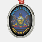 PENNSYLVANIA KEYSTONE STATE FLAG STROPDAS METALEN ORNAMENT (Links)