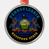 PENNSYLVANIA KEYSTONE STATE FLAG STROPDAS METALEN ORNAMENT (Voorkant)