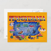 Pennsylvania Keystone State Map Briefkaart (Voorkant / Achterkant)
