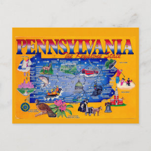 Pennsylvania Keystone State Map Briefkaart