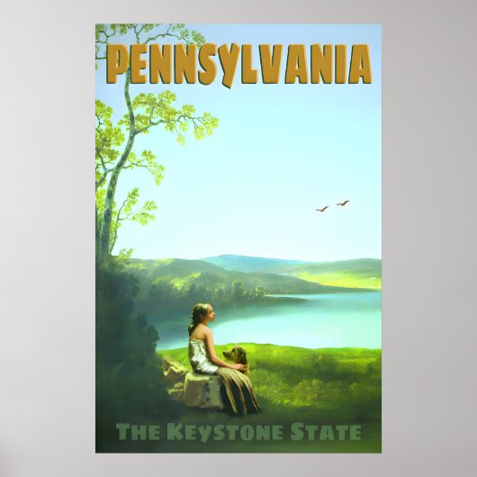 Pennsylvania Keystone State Retro Reisposter Poster (Voorkant)