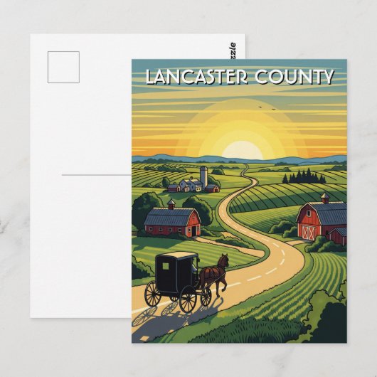 Pennsylvania Lancaster County Reizen Briefkaart (Voorkant / Achterkant)