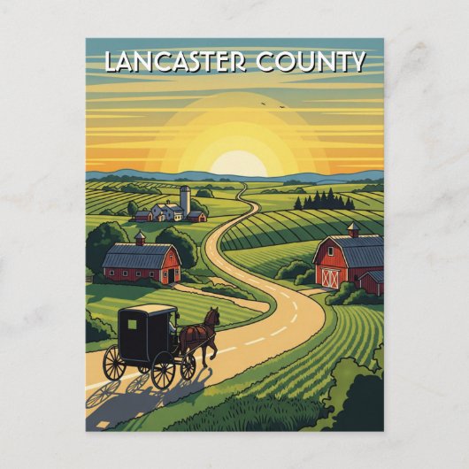 Pennsylvania Lancaster County Reizen Briefkaart (Voorkant)