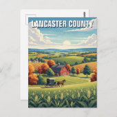 Pennsylvania Lancaster County Reizen Briefkaart (Voorkant / Achterkant)