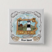 Pennsylvania Lighthouse Vierkante Button 5,1 Cm (Voorkant)