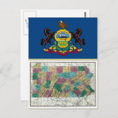 Pennsylvania Map en Statenvlag Briefkaart (Voorkant / Achterkant)