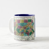 Pennsylvania Map en Statenvlag Tweekleurige Koffiemok (Voorkant links)