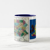 Pennsylvania Map en Statenvlag Tweekleurige Koffiemok (Center)