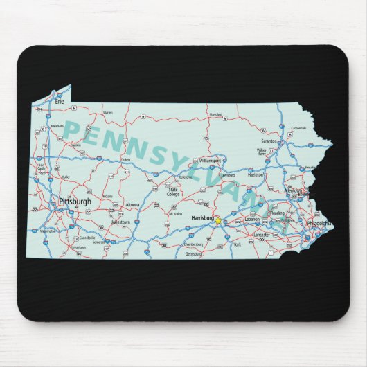 Pennsylvania Map Mousepad Muismat (Voorkant)