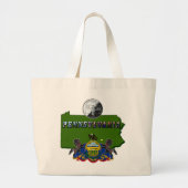 Pennsylvania Map, Quarter, Vlag en Afbeelding Teks Grote Tote Bag (Voorkant)
