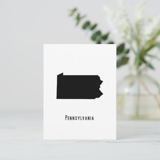 Pennsylvania Map - Zwart-wit Modern Briefkaart (Staand voorkant)