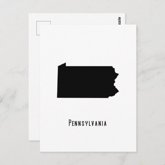 Pennsylvania Map - Zwart-wit Modern Briefkaart (Voorkant / Achterkant)