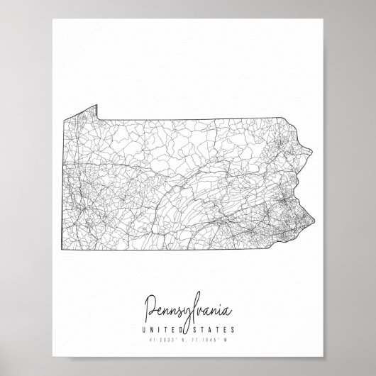 Pennsylvania Minimal Street Map Poster (Voorkant)