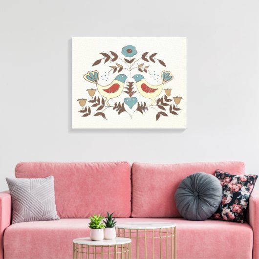 Pennsylvania Nederlands Amish Hex teken vogel amer Canvas Afdruk (Insitu (Woonkamer))
