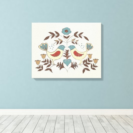 Pennsylvania Nederlands Amish Hex teken vogel amer Canvas Afdruk (Insitu (Houten vloer))