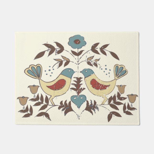 Pennsylvania Nederlands Amish Hex teken vogel amer Deurmat (Voorkant)