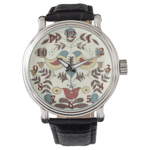Pennsylvania Nederlands Amish Hex teken vogel amer Horloge