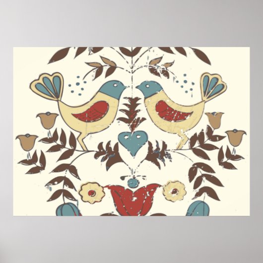 Pennsylvania Nederlands Amish Hex teken vogel amer Poster (Voorkant)