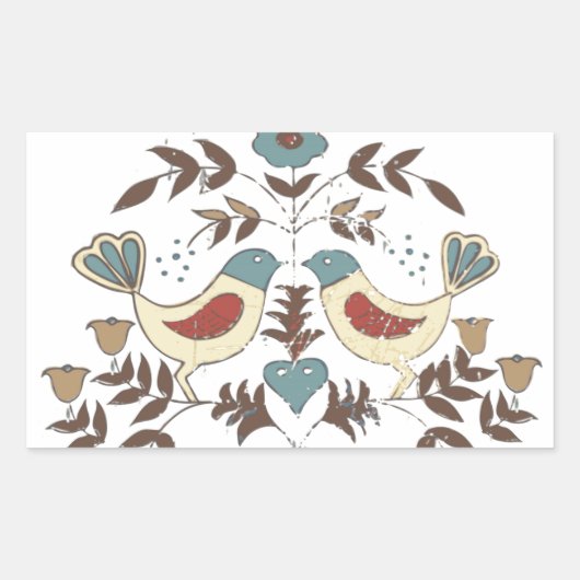 Pennsylvania Nederlands Amish Hex teken vogel amer Rechthoekige Sticker (Voorkant)