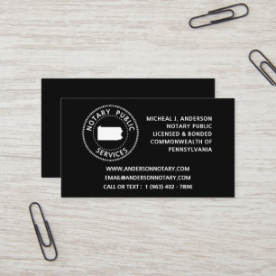 Pennsylvania Notary Public Services Visitekaartje