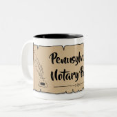 Pennsylvania Notional Public Scroll Feather Quill Tweekleurige Koffiemok (Voorkant links)