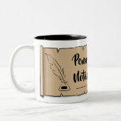 Pennsylvania Notional Public Scroll Feather Quill Tweekleurige Koffiemok (Links)