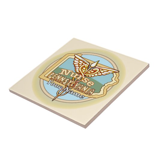 Pennsylvania Nurse Caduceus Tile Tegeltje (Zijkant)