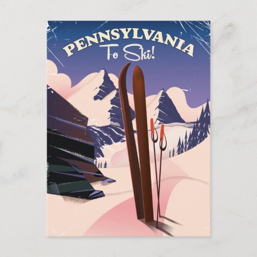 Pennsylvania om te skiën briefkaart (Voorkant)