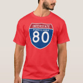 Pennsylvania PA I-80 Interstate Highway Shield - T-shirt (Voorkant)