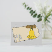 Pennsylvania PA Map met Liberty Bell Cartoon Art Briefkaart (Staand voorkant)