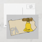 Pennsylvania PA Map met Liberty Bell Cartoon Art Briefkaart (Voorkant / Achterkant)